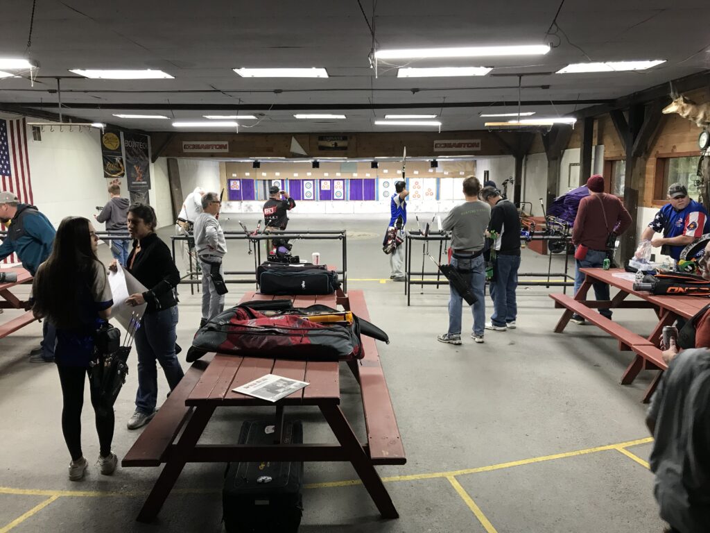 The archery range at Pequoig Bowman’s Club. You can see my archery brother Ashish Bhatia in the blue shirt on the shooting line at full draw.