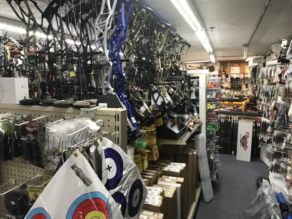 The front half of the pro shop at XSpot Archery.